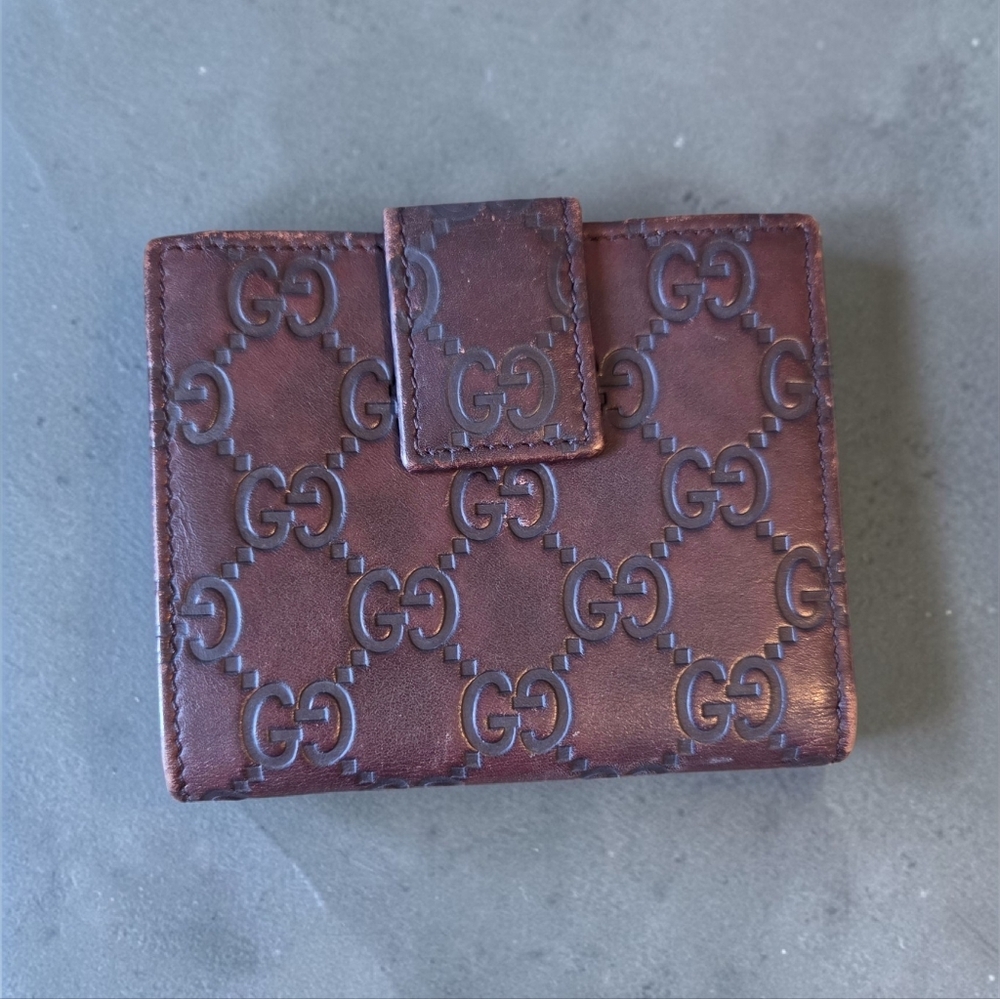 Authentic Brown Gucci Guccissima leather compact wallet - Picture 2 of 6